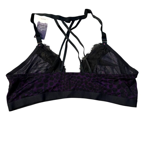 Cacique 44B Seriously Sexy Leopard Print Purple & Black Lace Bralette NWT - Picture 3 of 3